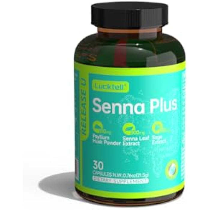 LuckTell Senna Plus 15-Day Cleanse - Gentle Gut Cleanse Detox for Women & Men with Senna, Cascara Sagrada, Psyllium Husk & MCT Oil, Nature Colon Cleanse with Probiotics, Made in USA,30 Capsules - Image 1