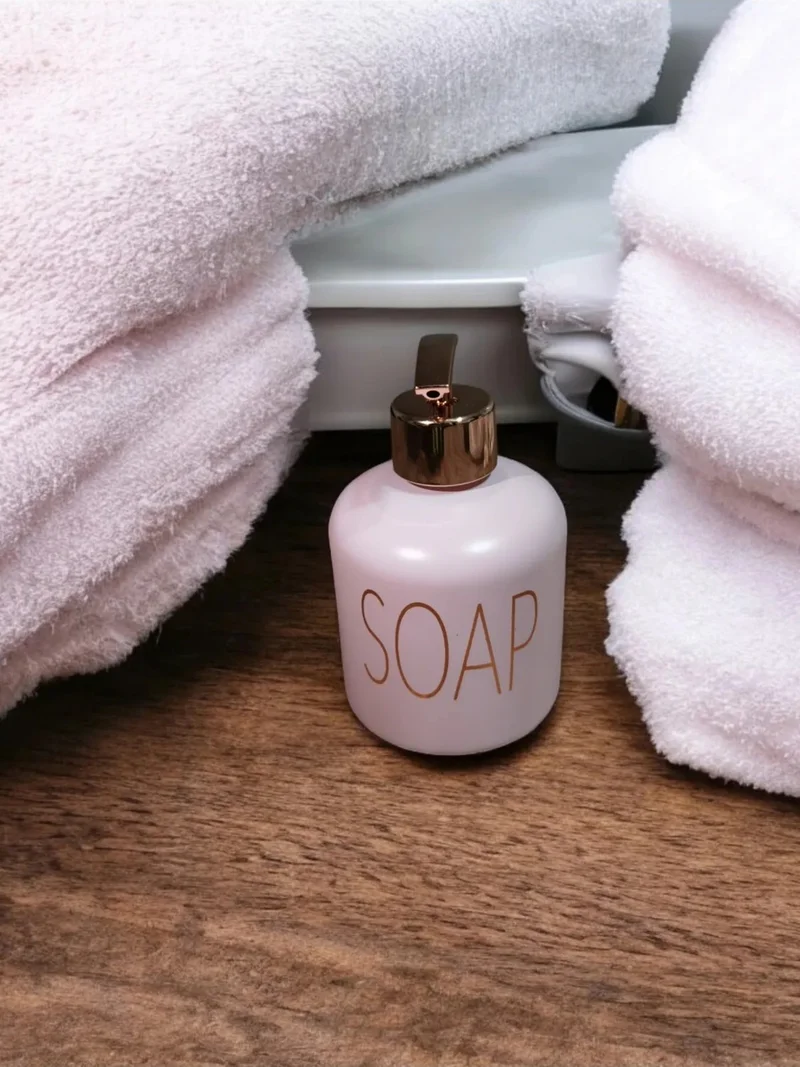 Safestore Gold Covered Soap Written Soap Dish Bathroom Kitchen Glass Soap Dish Pink