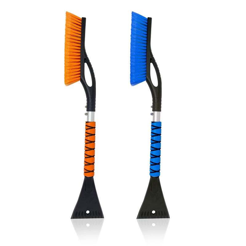 EcoNour 27 Car Snow Brush and Ice Scrapers for Car Windshield 2 Pack Scratch Free Bristle Head Snow Brush Tough Window Snow Scraper with Aluminium Body Snow Removal Winter Car Accessories - Image 3