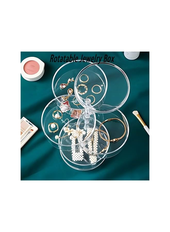 The Bros Jewelry Storage Box, 4-Tier 360 Degree Rotating Adjustable Jewelry Display Case, Acrylic Jewelry Organizer Storage Box, Clear Jewelry Storage Tray with Lid for Earrings, Bracelets, Necklaces - Image 3