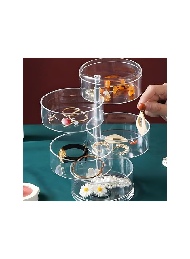 The Bros Jewelry Storage Box, 4-Tier 360 Degree Rotating Adjustable Jewelry Display Case, Acrylic Jewelry Organizer Storage Box, Clear Jewelry Storage Tray with Lid for Earrings, Bracelets, Necklaces - Image 2