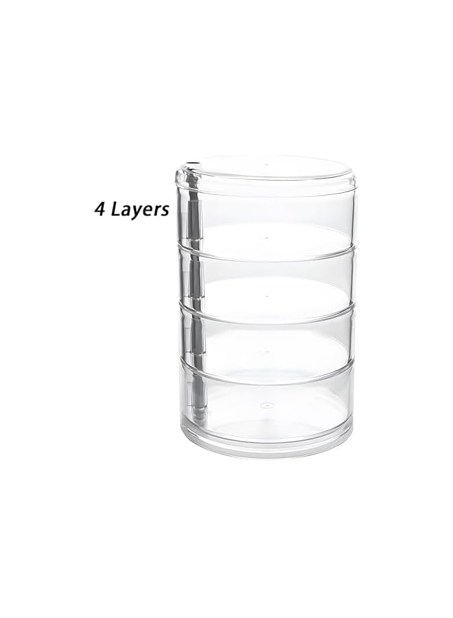 The Bros Jewelry Storage Box, 4-Tier 360 Degree Rotating Adjustable Jewelry Display Case, Acrylic Jewelry Organizer Storage Box, Clear Jewelry Storage Tray with Lid for Earrings, Bracelets, Necklaces - Image 4