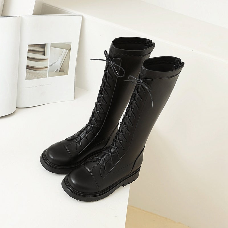 Girl'S Boots 2023 High Boots Show Single Boots Children'S Martin Boots Fleece-Lined Princess Leather Boots - Image 4