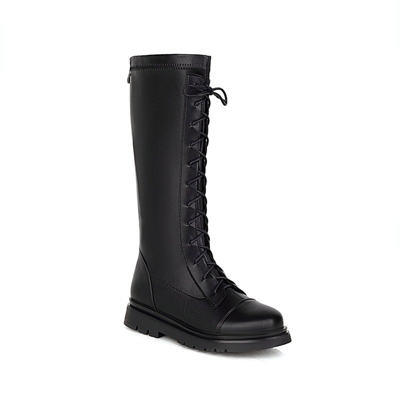 Girl'S Boots 2023 High Boots Show Single Boots Children'S Martin Boots Fleece-Lined Princess Leather Boots - Image 1