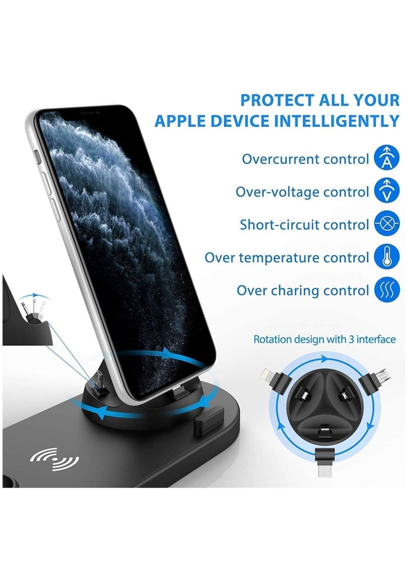 Generic - Wireless Charger 3 in 1 Fast Charging Station 10W Charging Dock Stand Compatible for iWatch Series iPhone 14-11 Series/XS/XR/X/8 Samaung Galaxsy S21/S20 - Image 1