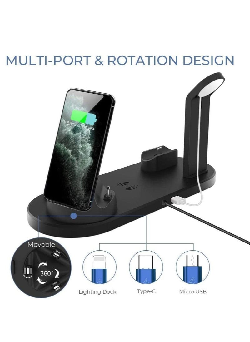 Generic - Wireless Charger 3 in 1 Fast Charging Station 10W Charging Dock Stand Compatible for iWatch Series iPhone 14-11 Series/XS/XR/X/8 Samaung Galaxsy S21/S20 - Image 1