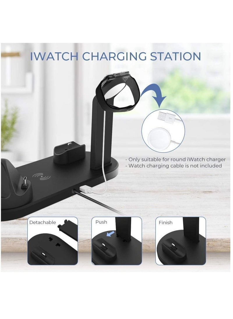 Generic - Wireless Charger 3 in 1 Fast Charging Station 10W Charging Dock Stand Compatible for iWatch Series iPhone 14-11 Series/XS/XR/X/8 Samaung Galaxsy S21/S20 - Image 1