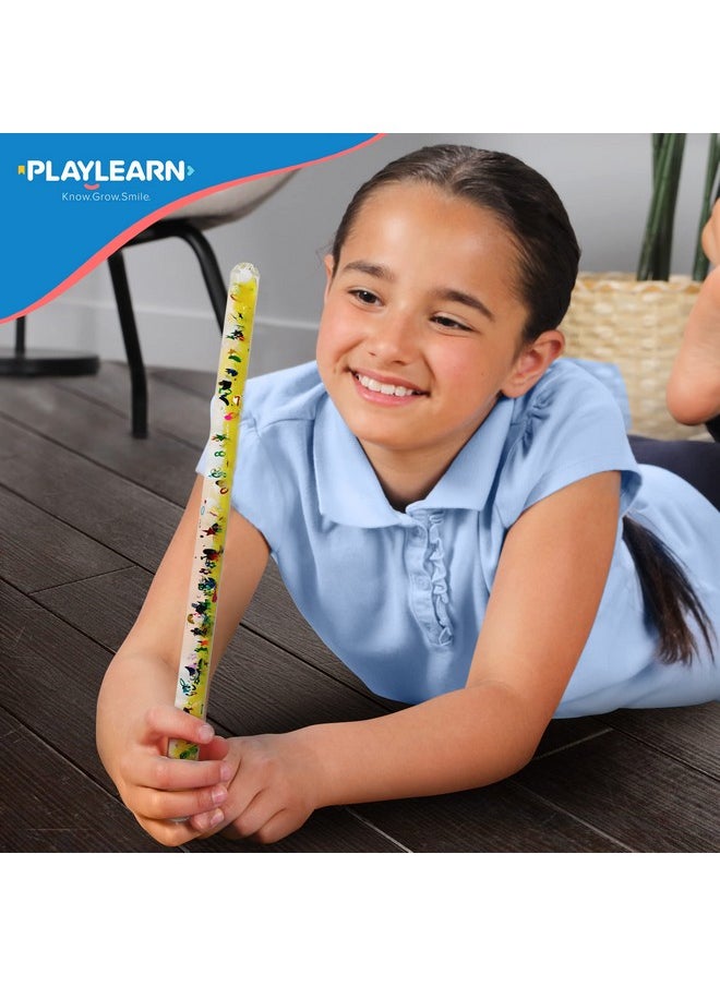 بلاي ليرن يو أس أه - مجموعة ألعاب الحسية اللامعة من Playlearn (عبوة من قطعتين - جامبو 12 بوصة) - ألعاب تخفيف التوتر لجميع الأعمار للبالغين والأطفال والصغار - ألعاب علاجية استرخاء سائلة بألوان Abc Glitter Baton - تحفيز هادئ - Image 1