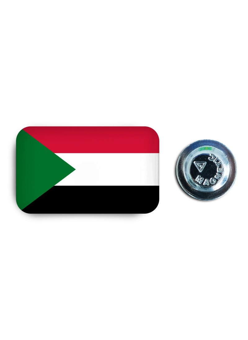971MEDIA Sudan Flag - Metal Badge Epoxy Coated with Magnetic Pin that Doesn't Tear Clothes  - Image 1