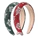 winthrop 2 Pack Christmas Rhinestone Headbands for Women Sparkling Snowflake Padded Hair Hoop in Red Green Wide Glitter Crystal Hair Accessories for Holiday Party Winter Outfits - Image 2