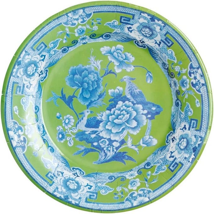 GREEN AND BLUE PLATE SALAD DESSERT PLATES 8 PER PACKAGE