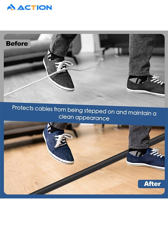 ACTION Floor Cord Cover, 2m Self Adhesive Cord Hider, Easy To Unroll, Prevent Trip Hazard For Home Office Or Outdoor Settings (Black) - Image 4