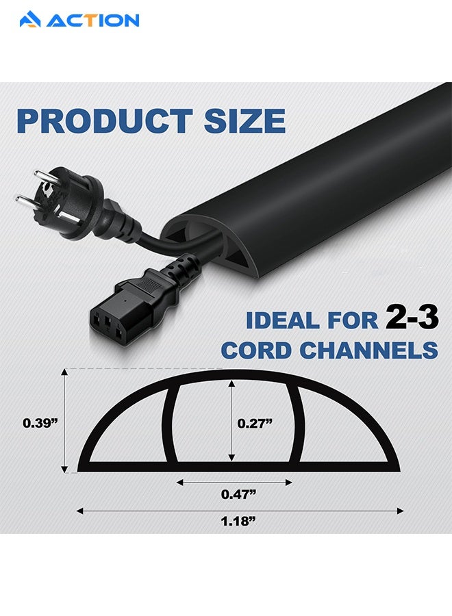 ACTION Floor Cord Cover, 2m Self Adhesive Cord Hider, Easy To Unroll, Prevent Trip Hazard For Home Office Or Outdoor Settings (Black) - Image 2