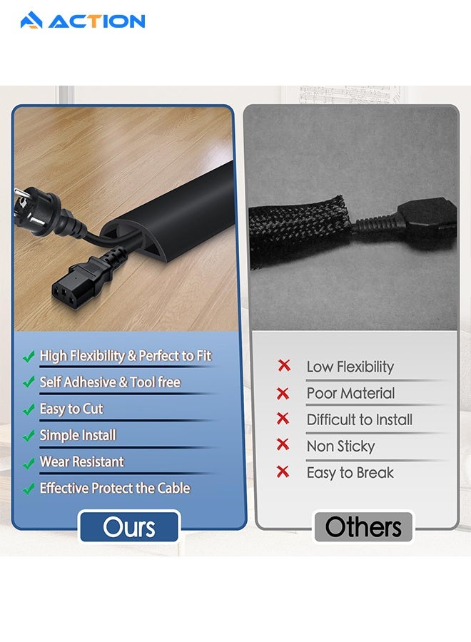 ACTION Floor Cord Cover, 2m Self Adhesive Cord Hider, Easy To Unroll, Prevent Trip Hazard For Home Office Or Outdoor Settings (Black) - Image 5