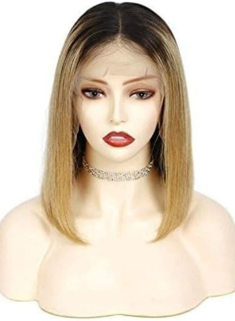 Estelle Lace Front Human Hair Bob Wig, Pre Plucked Hairline Short Lace Front Bob Wig for Women (12in, Ombre Brown) - Image 4