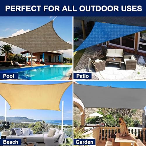 GREEN DECOR - HDPE Fabric Cotton Webbing Sun Shade Sails 85-90% Protection from Sun & UV Rays Ideal for Car Parking, Outdoor Garden, Balcony, Patio (Beige Color, 15 X 5 Feet) Pack of 1 Piece - Image 5