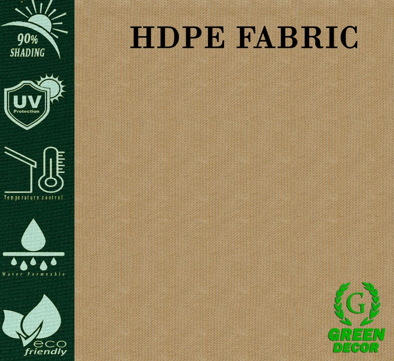 GREEN DECOR - HDPE Fabric Cotton Webbing Sun Shade Sails 85-90% Protection from Sun & UV Rays Ideal for Car Parking, Outdoor Garden, Balcony, Patio (Beige Color, 15 X 5 Feet) Pack of 1 Piece - Image 3