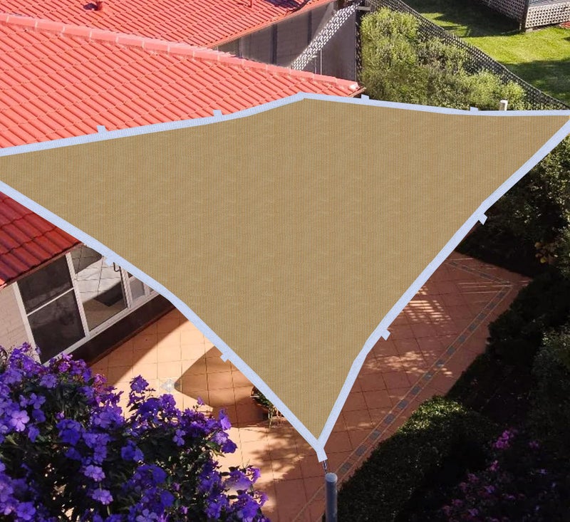 GREEN DECOR - HDPE Fabric Cotton Webbing Sun Shade Sails 85-90% Protection from Sun & UV Rays Ideal for Car Parking, Outdoor Garden, Balcony, Patio (Beige Color, 15 X 5 Feet) Pack of 1 Piece - Image 1