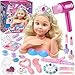 Golray Hair Styling Doll Head Makeup Kit Nail Art Girls ToysHair Salon Toy Real Cosmetics Nail PolishHairdryer Curling Iron Stylist Play Toy Princess Girl Birthday Gifts 3 4 5 6 7 8 Years Old - Image 2