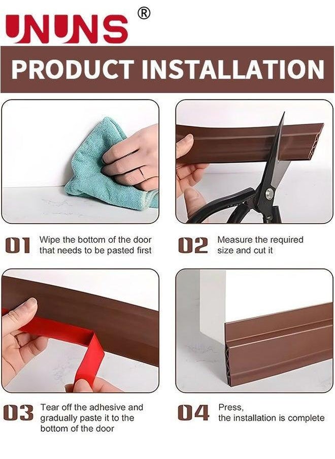 UNUNS Pack Of 3 Under Door Draft Stopper For Exterior, Self Adhesive Foam Blocker - Brown  - Image 4