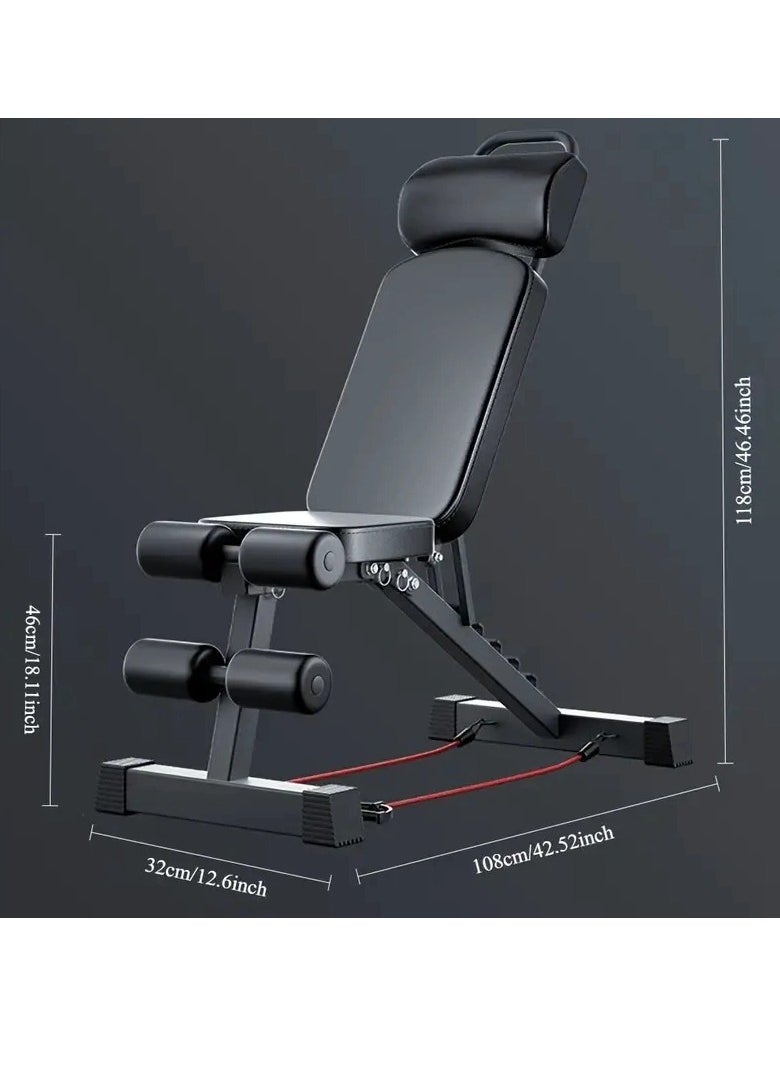Generic - Multi-Functional Fitness Bench - Extendable & Thick, Ideal for Dumbbells, Sit-Ups & Core Workouts, Black - Image 1