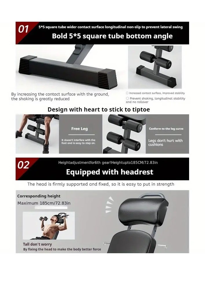 Generic - Multi-Functional Fitness Bench - Extendable & Thick, Ideal for Dumbbells, Sit-Ups & Core Workouts, Black - Image 1