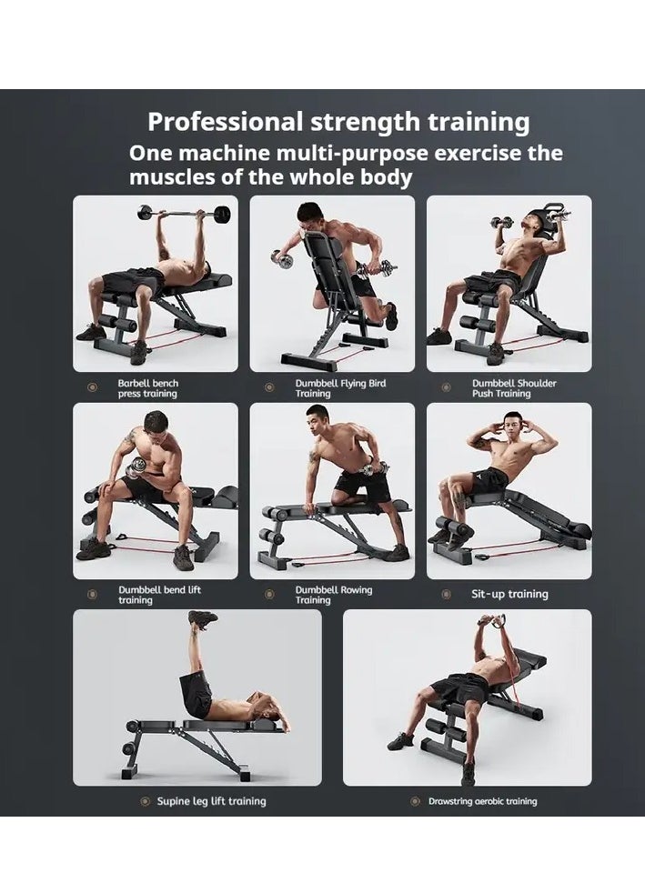 Generic - Multi-Functional Fitness Bench - Extendable & Thick, Ideal for Dumbbells, Sit-Ups & Core Workouts, Black - Image 1