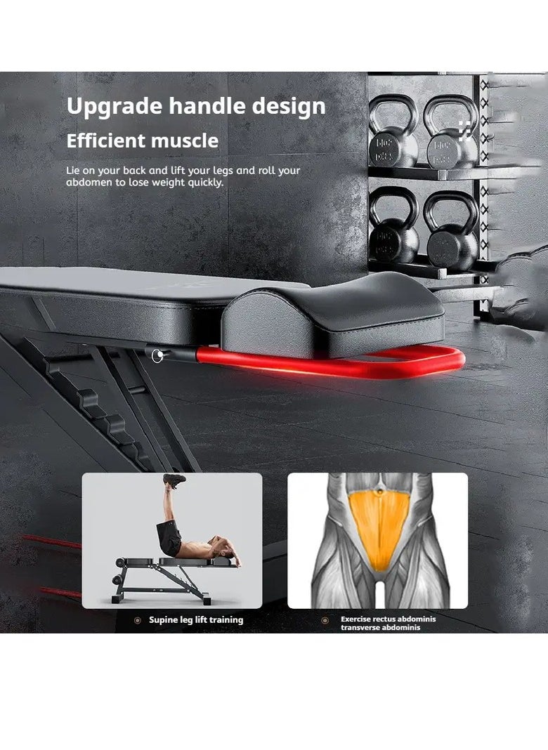 Generic - Multi-Functional Fitness Bench - Extendable & Thick, Ideal for Dumbbells, Sit-Ups & Core Workouts, Black - Image 1