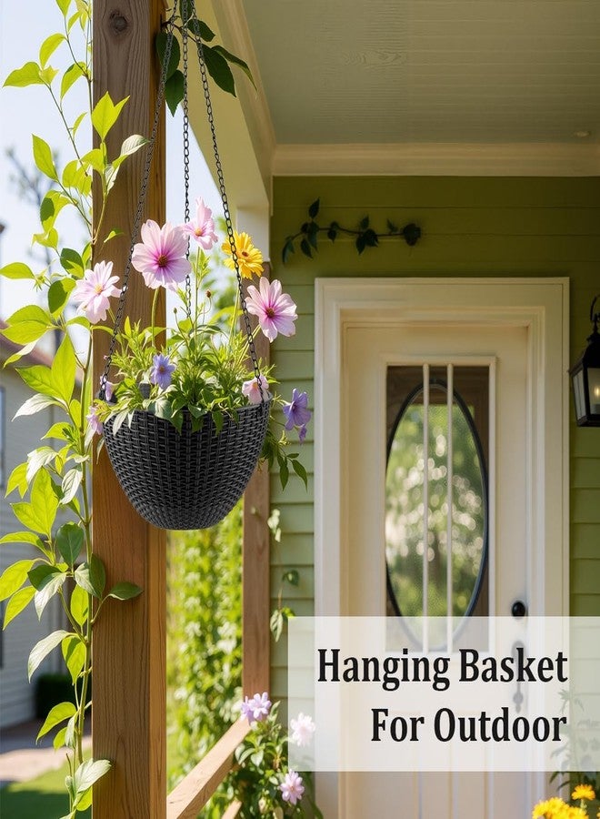 RooTrimmer Hanging Planters for Indoor Outdoor Plants 8/10 Inch, 4 Packs Plant Hanger with Drainage Holes, Hanging Basket Flower Pot Perfect for Home, Office and Garden, Black - Image 5