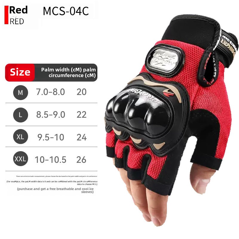 Generic PRO-BIKER Anti-Slip Half-Finger Gloves Breathable MCS-04C (red) 