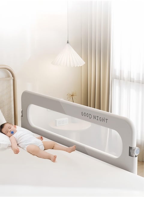 Baby Bed Rail Guard for Toddlers - 120cm Toddler Bed Side Rails for Crib Twin Full Queen Bunk Size Bed Swing Down Bedrail Extral Tall Child Safety Side Railing Guards for Kids（Grey）