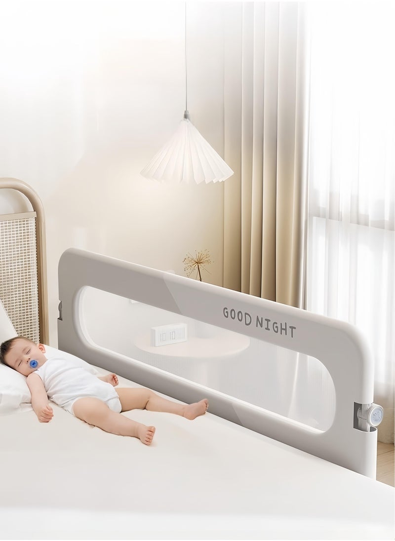 OHAHO - Baby Bed Rail Guard for Toddlers - 120cm Toddler Bed Side Rails for Crib Twin Full Queen Bunk Size Bed Swing Down Bedrail Extral Tall Child Safety Side Railing Guards for Kids（Grey） - Image 1