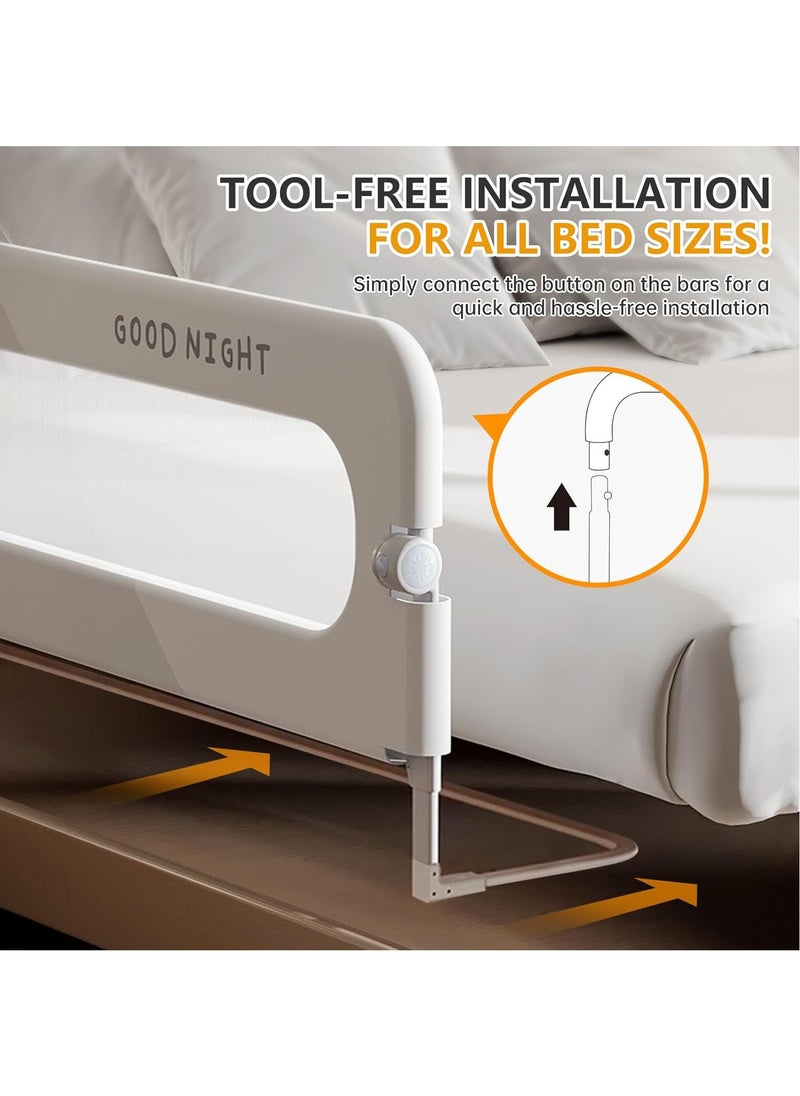 OHAHO - Baby Bed Rail Guard for Toddlers - 120cm Toddler Bed Side Rails for Crib Twin Full Queen Bunk Size Bed Swing Down Bedrail Extral Tall Child Safety Side Railing Guards for Kids（Grey） - Image 1