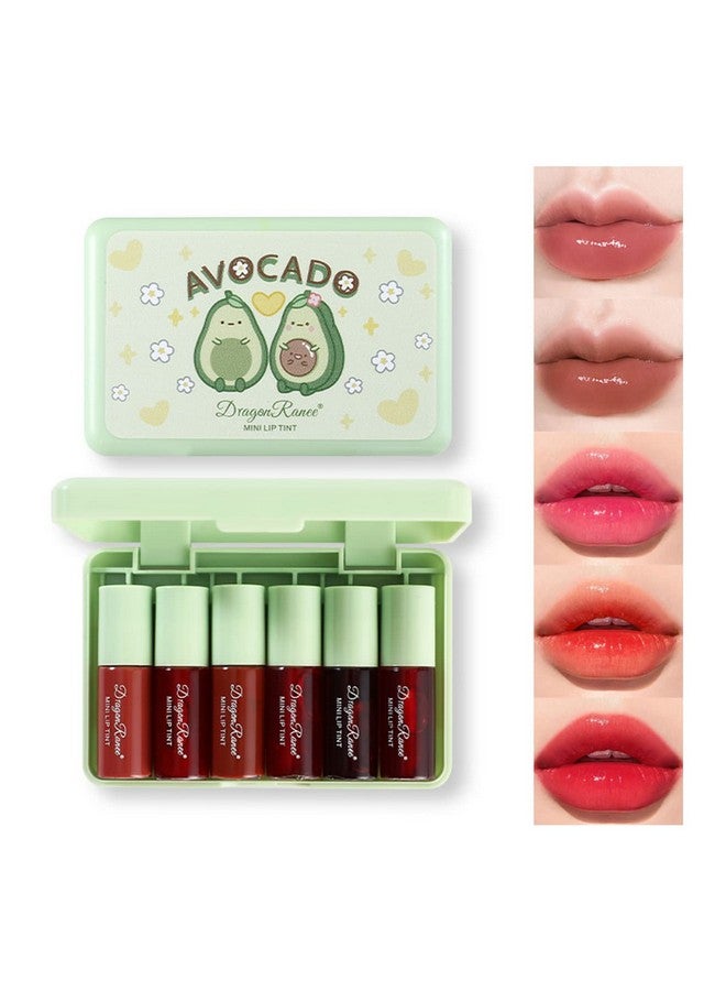 Eakroo 6 Colors Lip Tint Stain Set Korean Velvet Water Lip Tint Moisturizing Mini Liquid Lipstick Multiuse Lip And Cheek Tint Stains Set Long Lasting Nonstick Cup High Pigment Vivid Color (Avocado) - Image 1