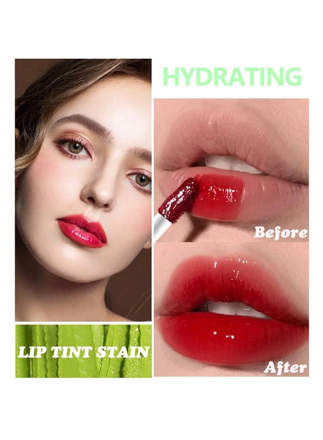 Eakroo 6 Colors Lip Tint Stain Set Korean Velvet Water Lip Tint Moisturizing Mini Liquid Lipstick Multiuse Lip And Cheek Tint Stains Set Long Lasting Nonstick Cup High Pigment Vivid Color (Avocado) - Image 3
