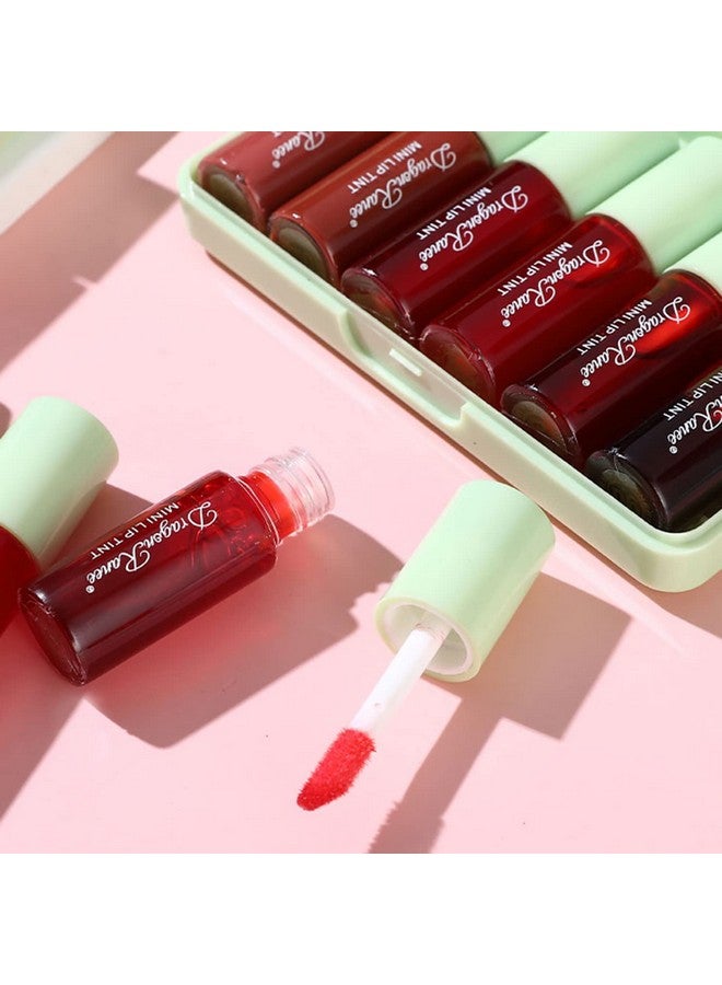 Eakroo 6 Colors Lip Tint Stain Set Korean Velvet Water Lip Tint Moisturizing Mini Liquid Lipstick Multiuse Lip And Cheek Tint Stains Set Long Lasting Nonstick Cup High Pigment Vivid Color (Avocado) - Image 2