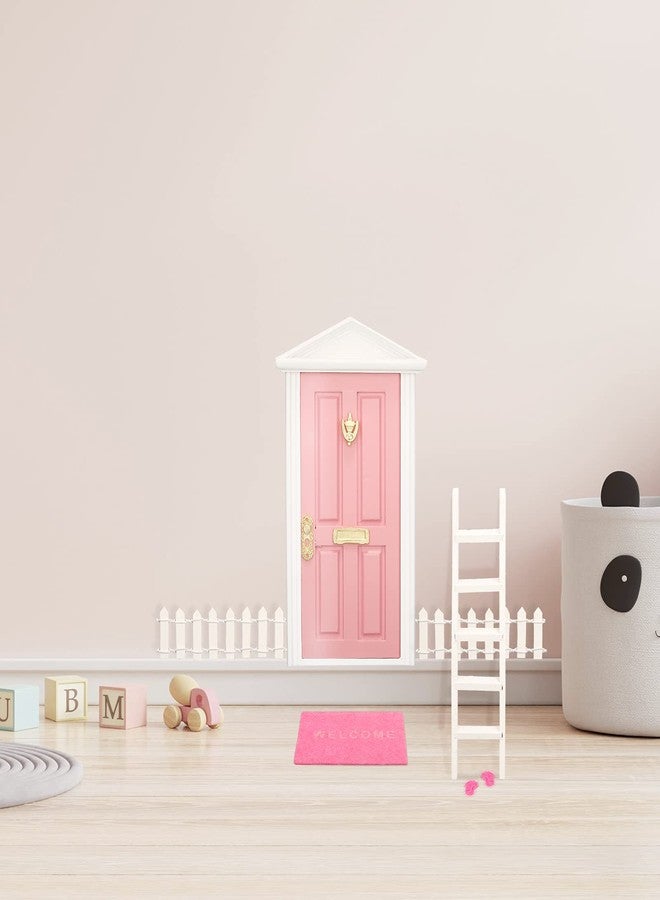 Zhanmai Tooth Fairy Door Kit Mini Wooden Tooth Fairy Door with Accessories Fairy Tale Education Learning Toy for Girls Dollhouse Mini Garden Decoration DIY Craft Activities (Pink) - Image 5