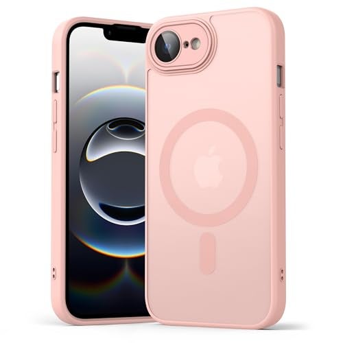 Tobfit Magnetic Case for iPhone 16e 6.1-Inch Compatible with MagSafe, Translucent Matte Back Slim Shockproof Phone Cover for iPhone 16e - Pink - Image 1