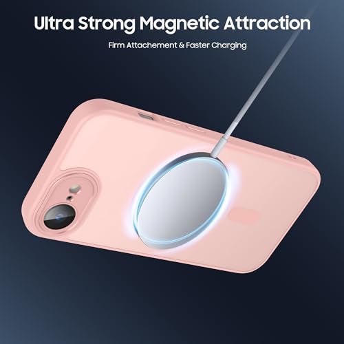 Tobfit Magnetic Case for iPhone 16e 6.1-Inch Compatible with MagSafe, Translucent Matte Back Slim Shockproof Phone Cover for iPhone 16e - Pink - Image 5