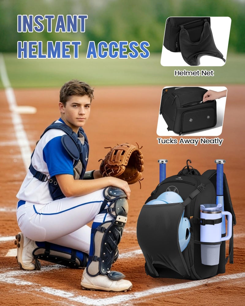 MATEIN PRO Girls Softball Bag with Helmet Net, Lightweight Softball Backpack with Ventilated Shoe Compartment & Organizer Pocket, Youth Baseball Bag with Side Pockets for 40oz Tumbler & TBall Bats - Image 2