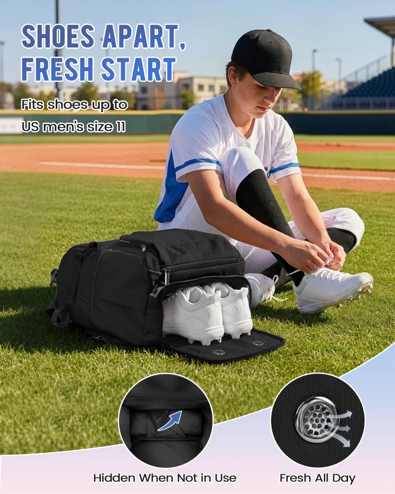 MATEIN PRO Girls Softball Bag with Helmet Net, Lightweight Softball Backpack with Ventilated Shoe Compartment & Organizer Pocket, Youth Baseball Bag with Side Pockets for 40oz Tumbler & TBall Bats - Image 4