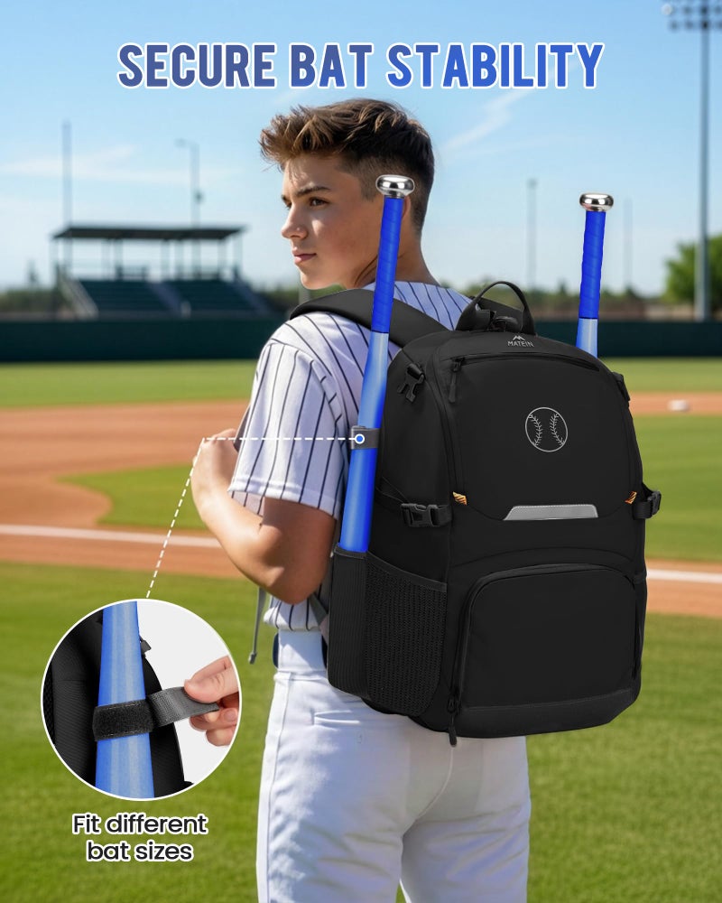MATEIN PRO Girls Softball Bag with Helmet Net, Lightweight Softball Backpack with Ventilated Shoe Compartment & Organizer Pocket, Youth Baseball Bag with Side Pockets for 40oz Tumbler & TBall Bats - Image 3
