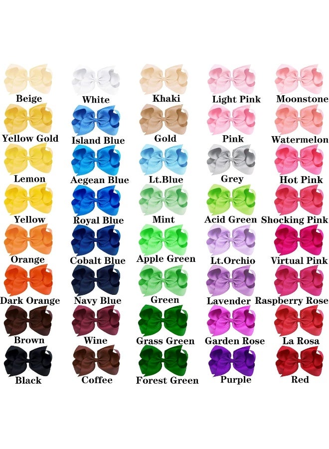 Oaoleer 40Pcs 4.5" Hair Bows Clips Grosgrain Ribbon Bows Hair Alligator Clips Hair Barrettes Hair Accessories for Baby Girls Infants Toddlers Kids Teens Children (4.5 Inch, 40 Colors) - Image 2