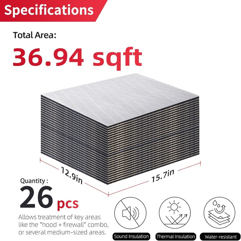 AggSound 394mil 36sqft Thickened Sound Deadener for Cars with Aluminum Foil Tape & Car Trim Removal Tool - Image 2