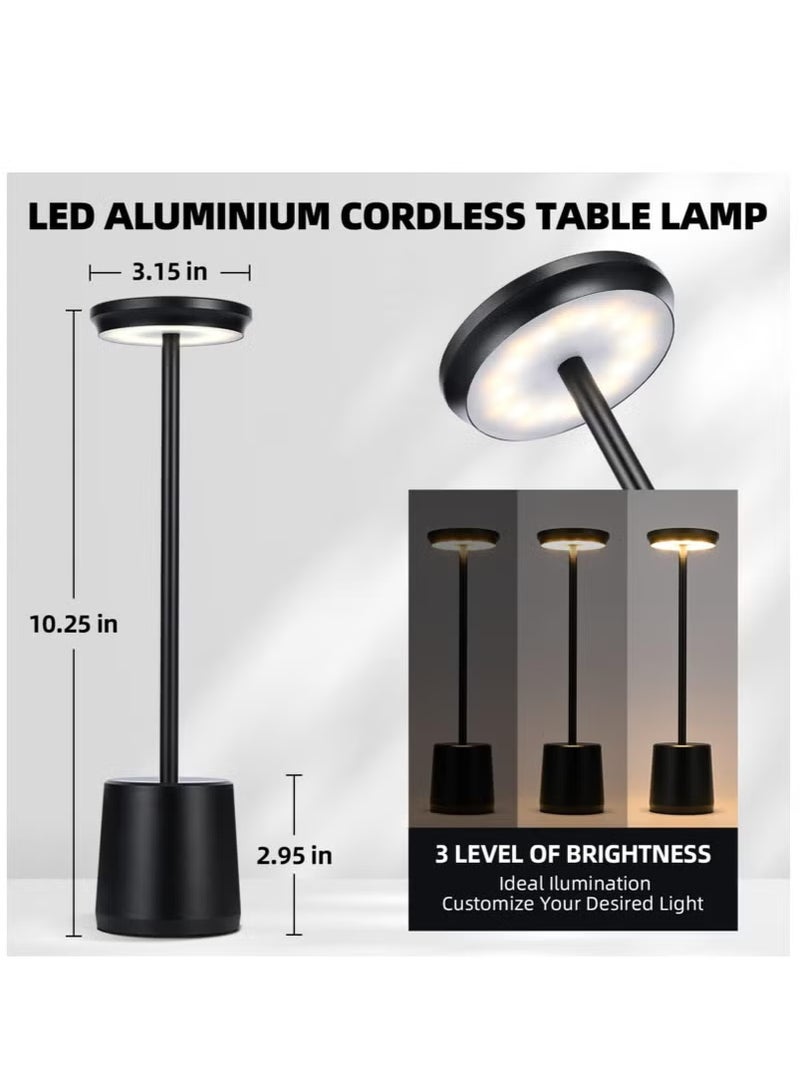 Arabest LED Cordless Table Lamps Portable Desk Lamps 4800mAh Rechargeable Battery Operated Night Light Stepless Dimmable Touch Control Table Light for Outside Restaurant Living Room Bedside（Black) - Image 3