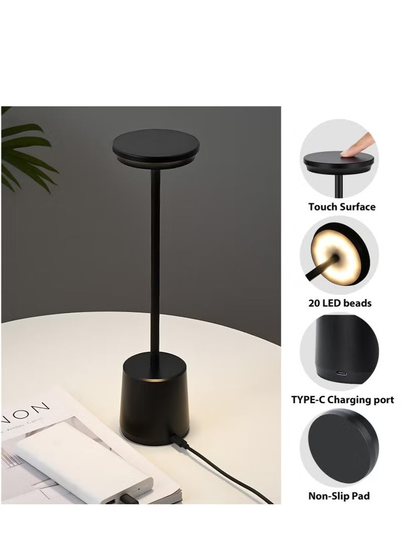 Arabest LED Cordless Table Lamps Portable Desk Lamps 4800mAh Rechargeable Battery Operated Night Light Stepless Dimmable Touch Control Table Light for Outside Restaurant Living Room Bedside（Black) - Image 4