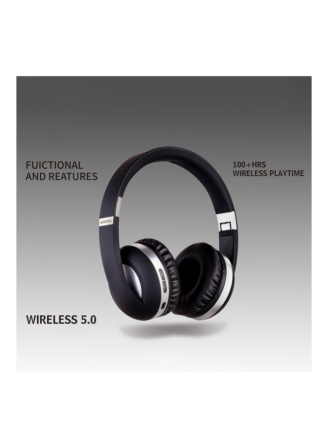 NIBEMINENT Head-Mounted BT 5.0 Wireless Headset Black/Silver - Image 2