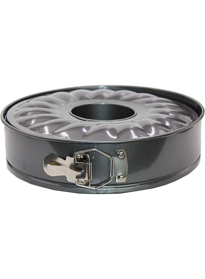 Biki Cake Teflon Coated Removable Base Microwave Oven Safe Non Stick Round Shaped Cake Baking Mold Pan, Cake Tin,Microwave Oven Bakeware,26 Cm (2 Pcs)   Black - Image 1