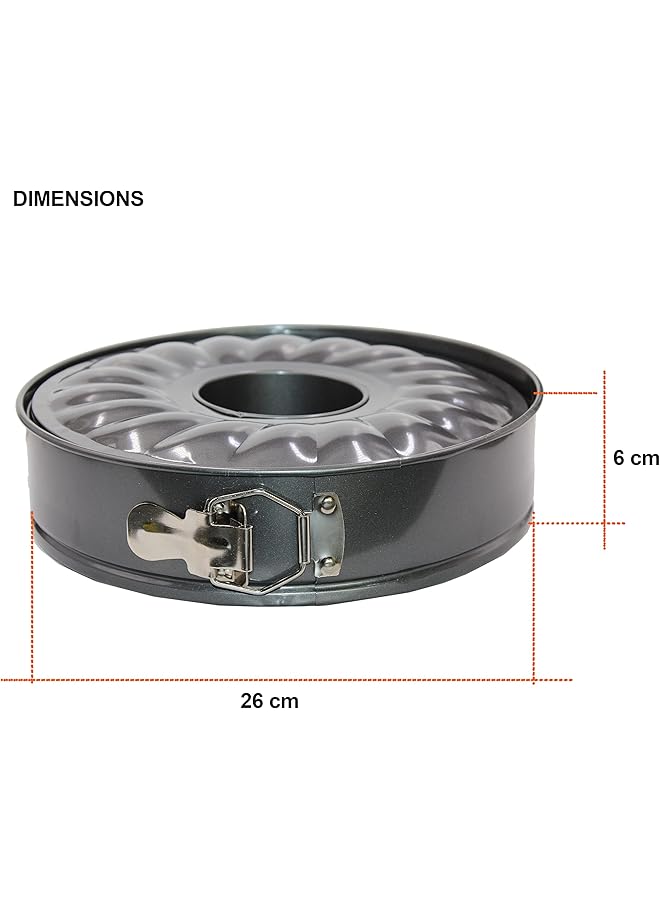 Biki Cake Teflon Coated Removable Base Microwave Oven Safe Non Stick Round Shaped Cake Baking Mold Pan, Cake Tin,Microwave Oven Bakeware,26 Cm (2 Pcs)   Black - Image 2