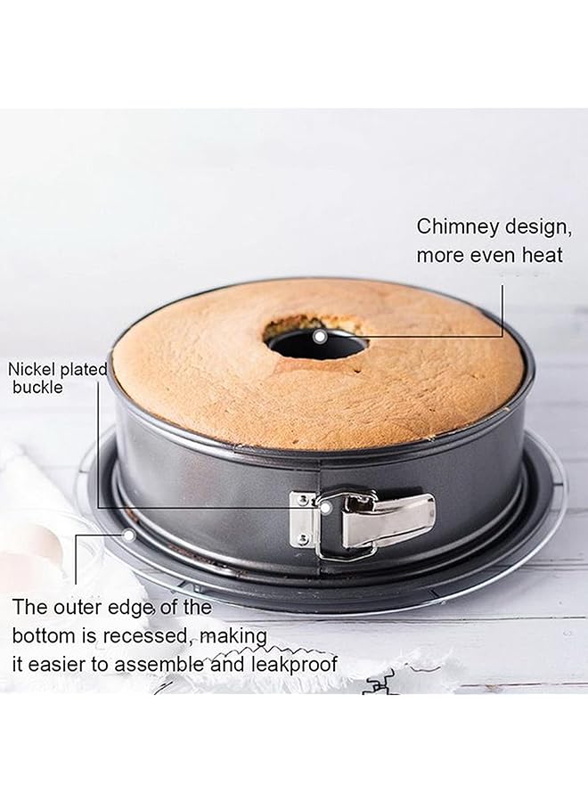 Biki Cake Teflon Coated Removable Base Microwave Oven Safe Non Stick Round Shaped Cake Baking Mold Pan, Cake Tin,Microwave Oven Bakeware,26 Cm (2 Pcs)   Black - Image 5